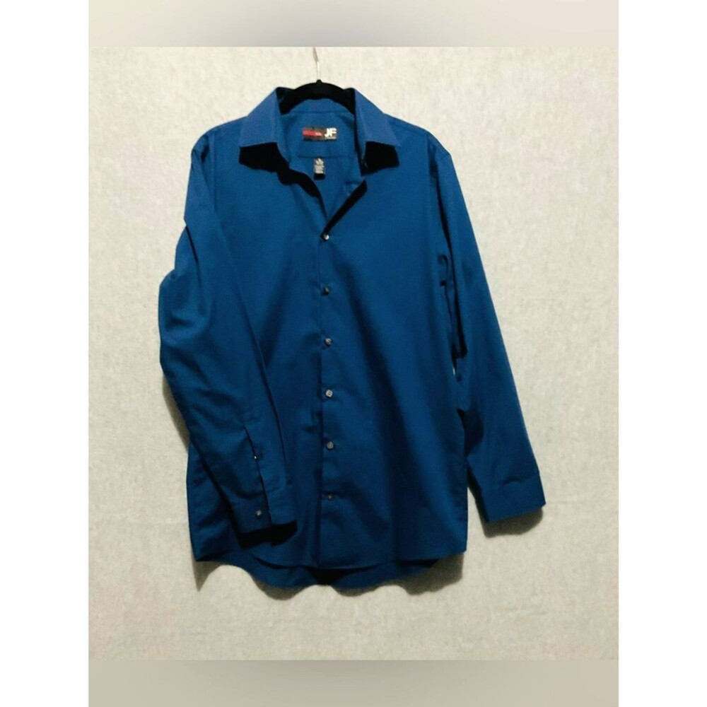 JF J. Ferrar Slim Fit Teal Blue Long Sleeve Dress Shirt Size M - Defects